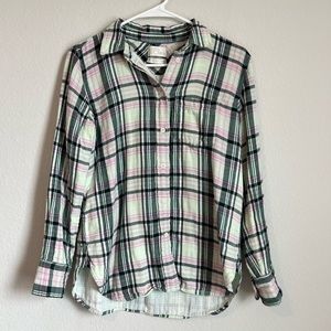 J Crew Women’s Green Plaid Button Up Shirt size 2